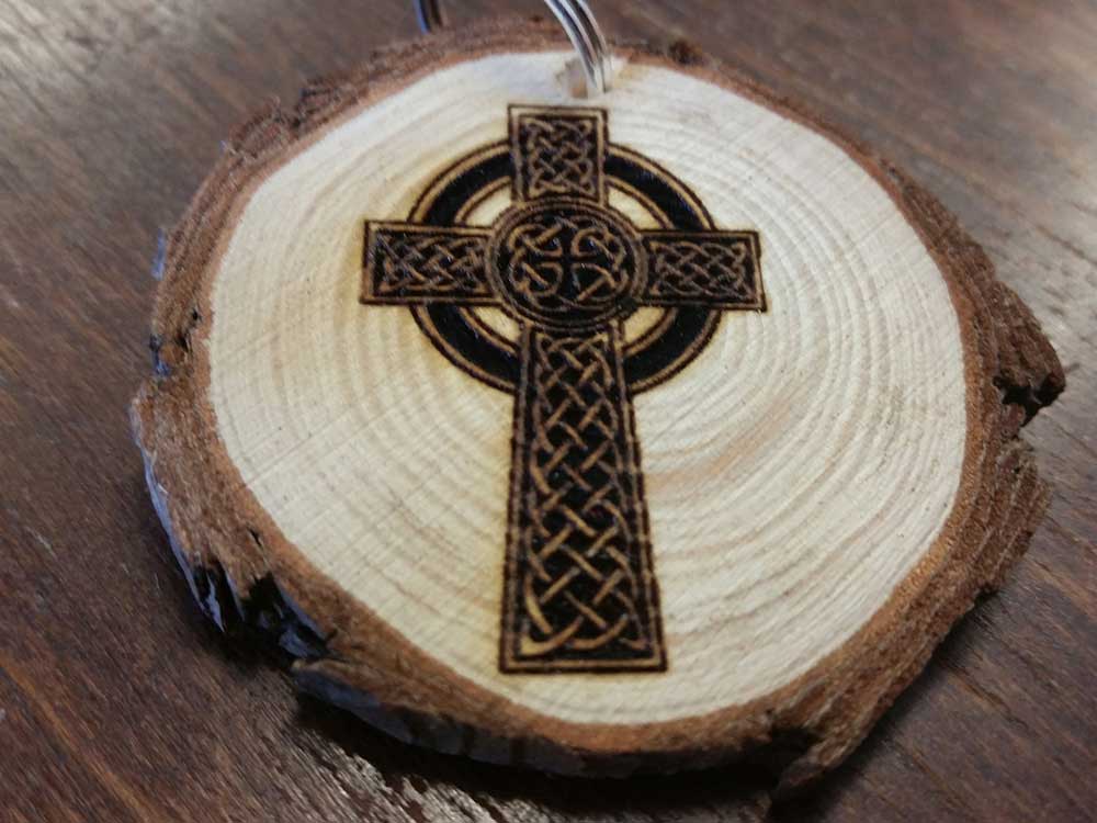 Celtic Cross Wooden Pendant Necklace