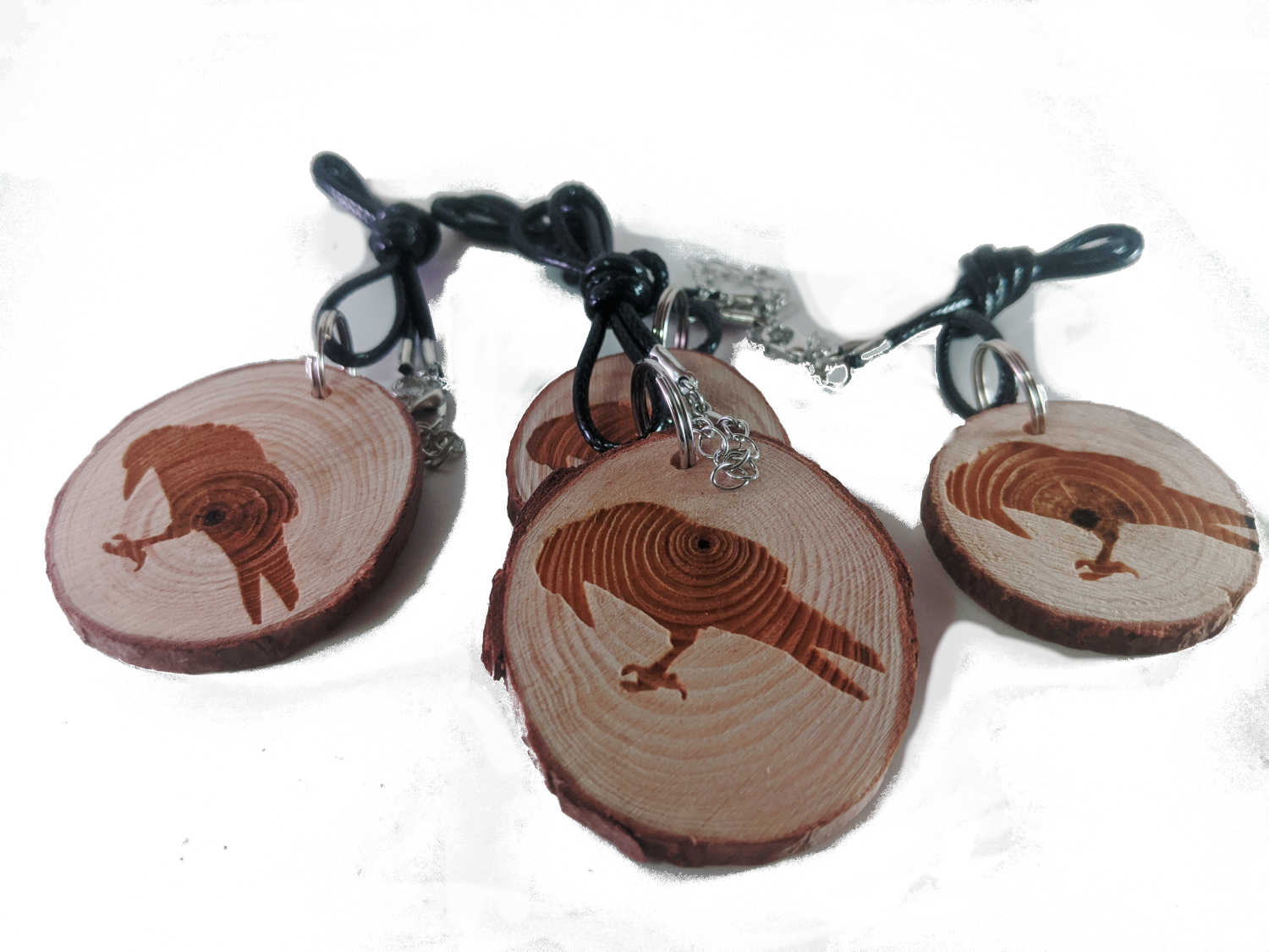 Raven Wooden Pendant Necklace